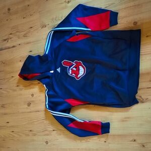 Adidas Dark Blue and Red Graphic Hoodie
